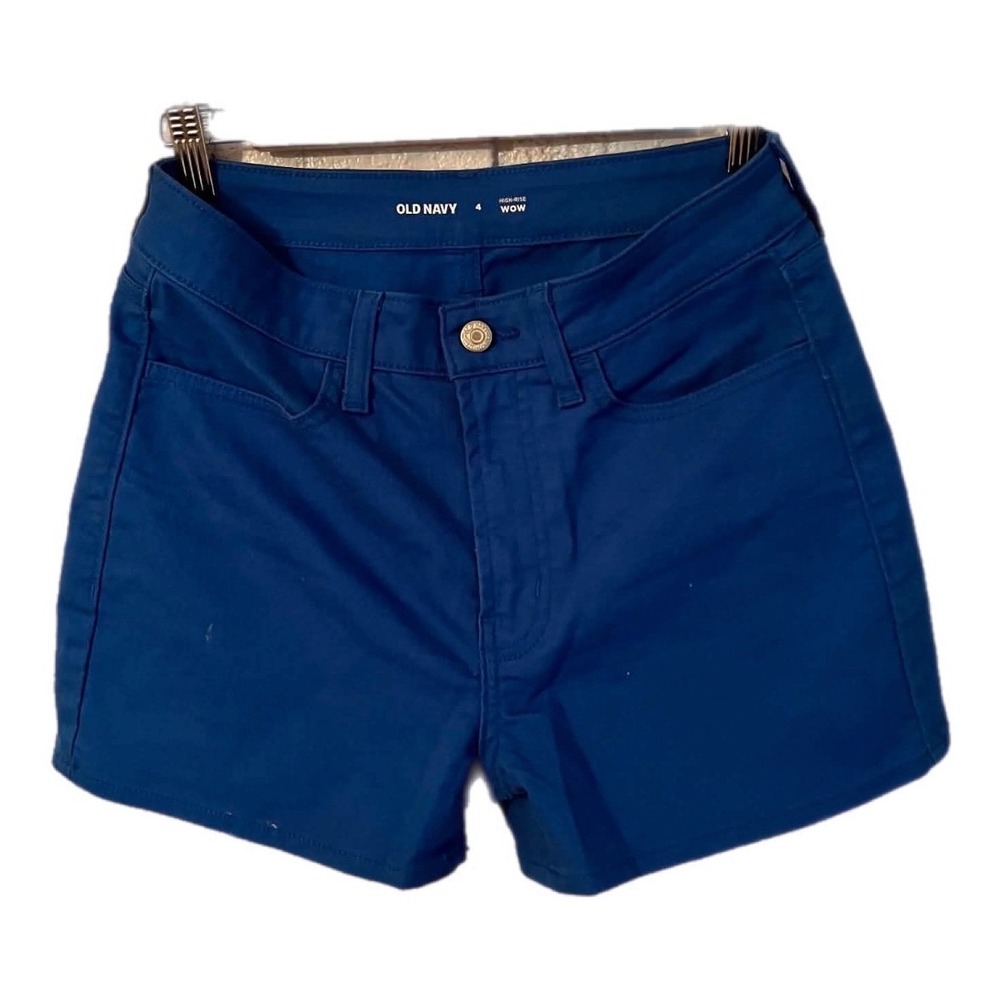 Old Navy WOW High-Rise Shorts Womens 4 Blue Excellent Cotton Blend Twill